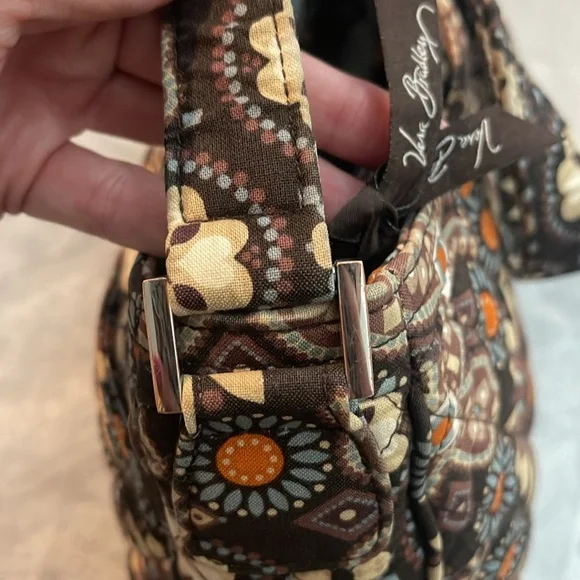 Vera Bradley quilted floral canyon brown/tan/orange design shoulder strap purse - Picture 10 of 13